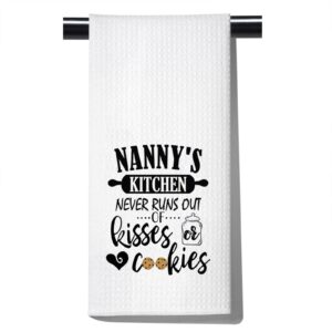 pofull nanny's kitchen tea towel nanny gift nanny's kitchen never runs out of kisses and cookies dish towel (nanny towel)