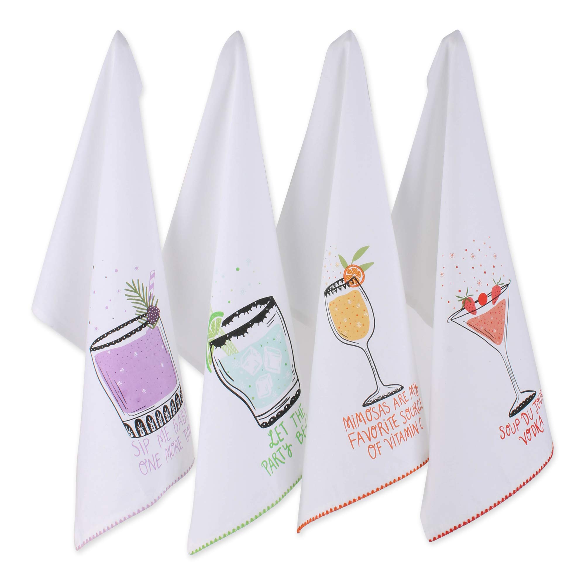 DII Cocktail Collection Kitchen, Dishtowel Set, Dishtowel Set, Sassy Cocktails 4 Piece