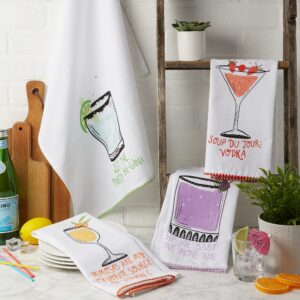 DII Cocktail Collection Kitchen, Dishtowel Set, Dishtowel Set, Sassy Cocktails 4 Piece