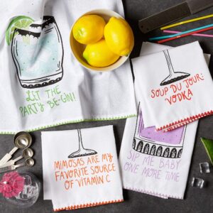 DII Cocktail Collection Kitchen, Dishtowel Set, Dishtowel Set, Sassy Cocktails 4 Piece