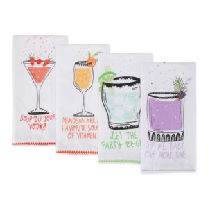 DII Cocktail Collection Kitchen, Dishtowel Set, Dishtowel Set, Sassy Cocktails 4 Piece