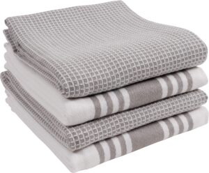 kaf home kitchen towels, set of 4 absorbent, durable and soft towels | perfect for kitchen messes and drying dishes, 18 x 28 – inches, drizzle, small