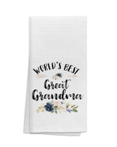 ohsul world’s best great grandma floral absorbent kitchen towels dish towels dish cloth,grandma mother's day hand towels tea towel for bathroom kitchen decor,grandma gifts