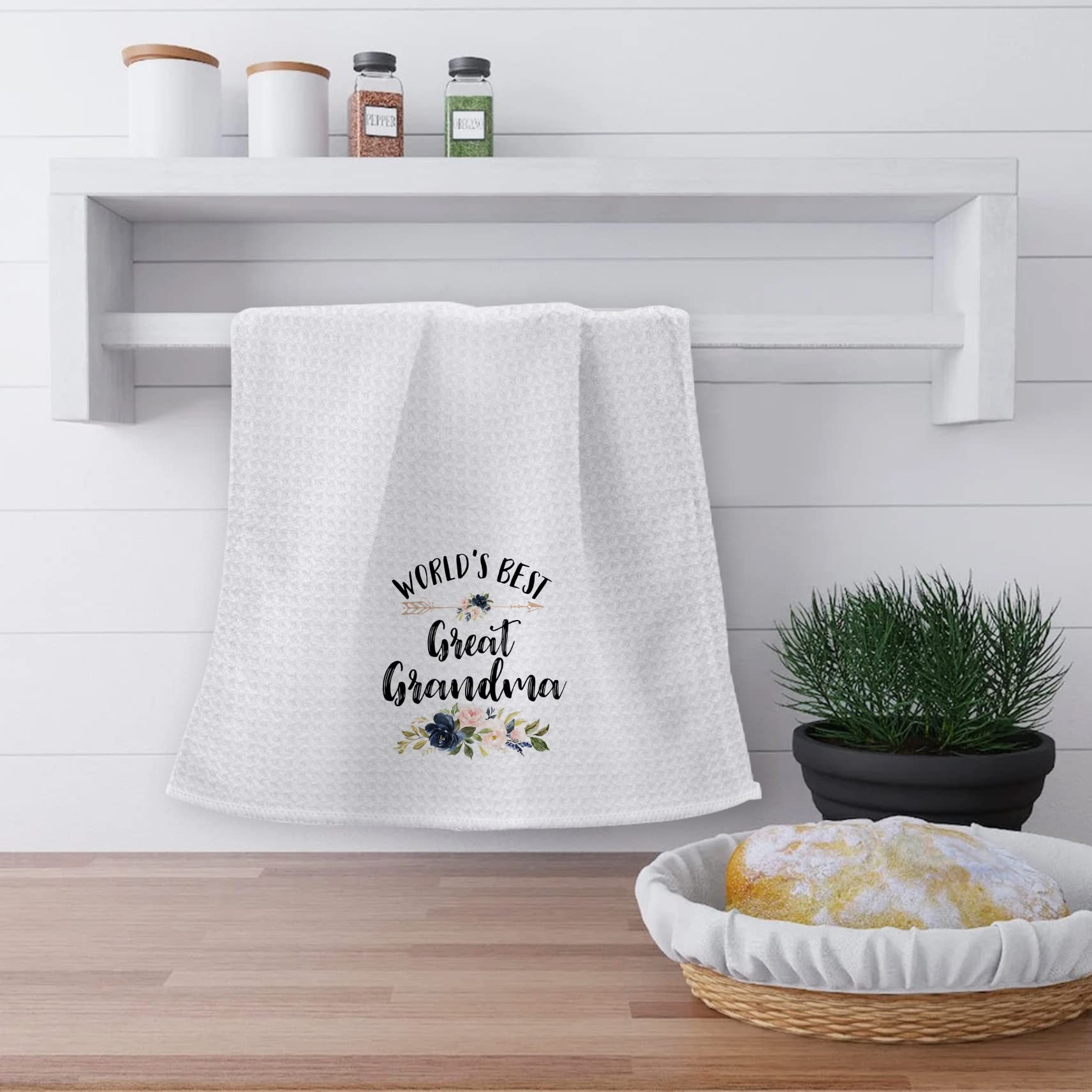 OHSUL World’s Best Great Grandma Floral Absorbent Kitchen Towels Dish Towels Dish Cloth,Grandma Mother's Day Hand Towels Tea Towel for Bathroom Kitchen Decor,Grandma Gifts