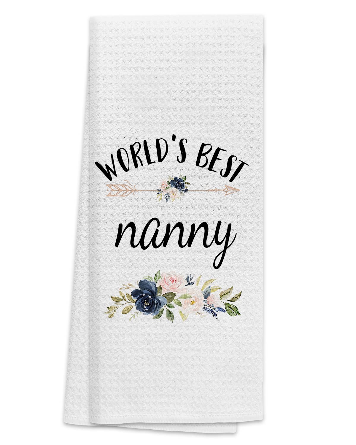 TUNW Best Grandma Kitchen Towels 16″×24″,World’s Best Nanny Floral Soft and Absorbent Kitchen Tea Towel Dish Towels Hand Towels,Birthday Christmas Thanksgiving for Nanny Grandma