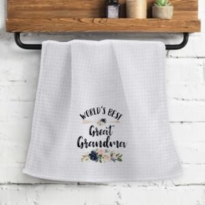 OHSUL World’s Best Great Grandma Floral Absorbent Kitchen Towels Dish Towels Dish Cloth,Grandma Mother's Day Hand Towels Tea Towel for Bathroom Kitchen Decor,Grandma Gifts