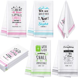 laumoi 4 pieces christian gifts for women men, bible verse scripture kitchen towels with inspirational thoughts and prayers, religious housewarming gift new apartment dish towels for friends family