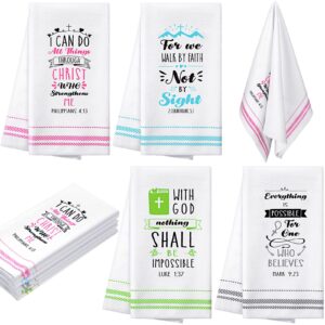 Laumoi 4 Pieces Christian Gifts for Women Men, Bible Verse Scripture Kitchen Towels with Inspirational Thoughts and Prayers, Religious Housewarming Gift New Apartment Dish Towels for Friends Family