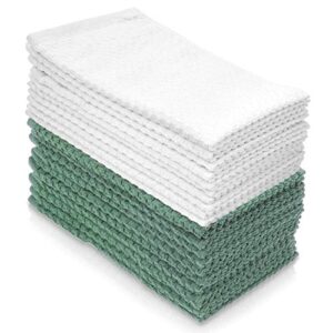simpli-magic 79370 cotton hand towels, green/white, 10 count(pack of 1)