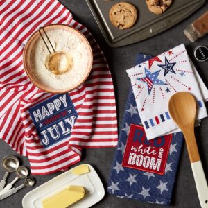 DII Patriotic Dish Towel Set 18x28, Decorative Kitchen Towels, Red White & Boom, 3 Count