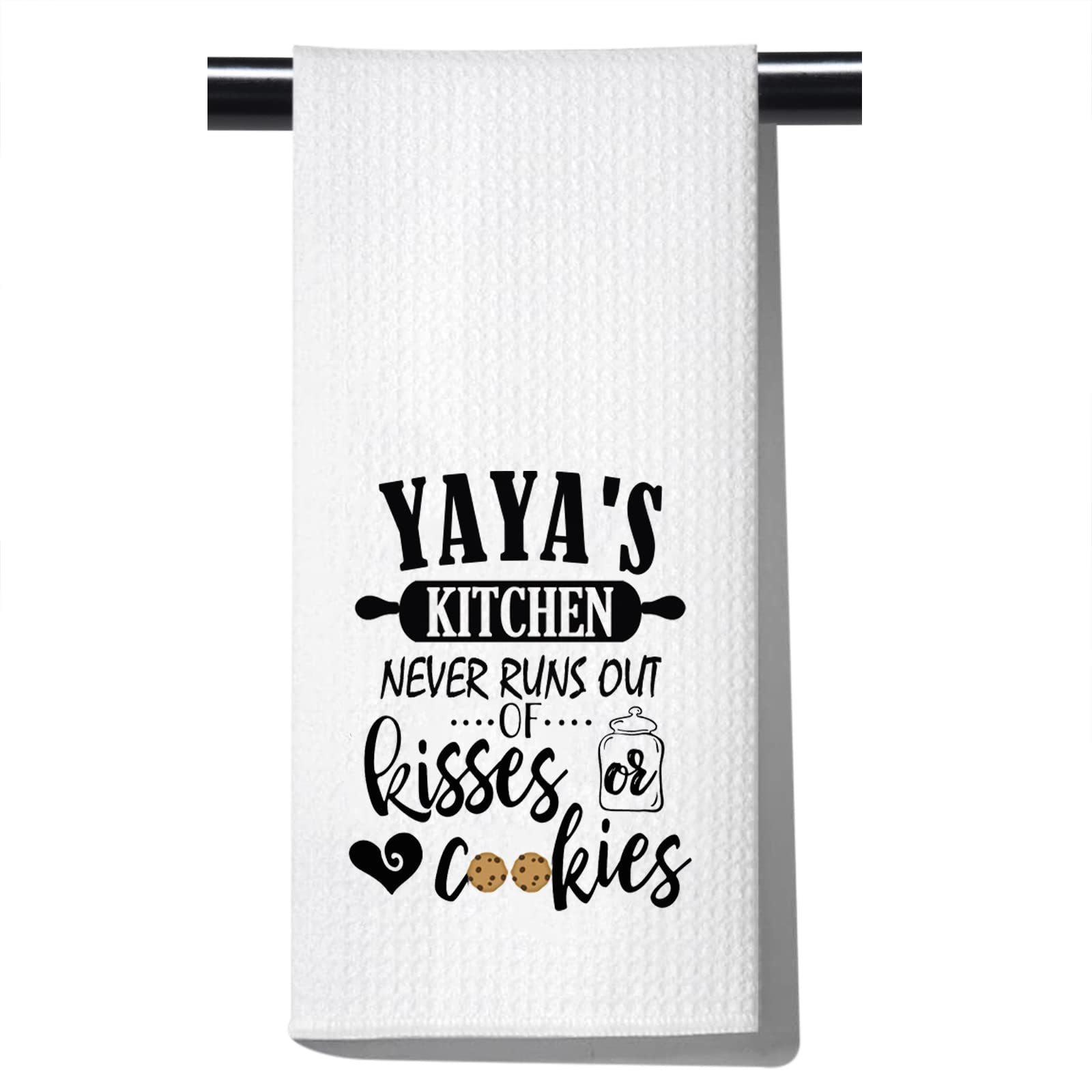 POFULL Yaya Gift Grandma Yaya's Kitchen Never Runs Out of Kisses and Cookies Dish Towel (Yaya Towel)