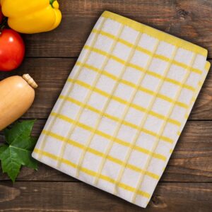 Urban Villa Kitchen Towels Yellow/White Set of 3 Terry Kitchen Towels 100% Cotton Ultra Soft Size 20X30 Inches Highly Absorbent Over Sized Kitchen Towels with Hanging Loop Kitchen Towels