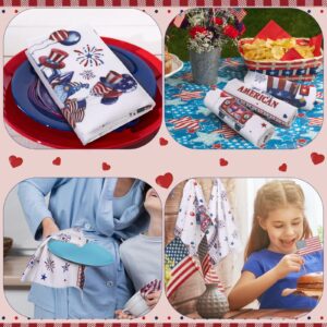 Tudomro Set of 6 4th of July Patriotic Kitchen Towels American Flag Stars Dish Towels Beach Cloth Tea Towel Red Blue Star Tea Towels, Housewarming Gift (Simple, Patriotic)