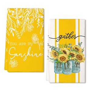 geeory kitchen towels for summer decor sunflowers mason jar dish towels 18x26 inch ultra absorbent bar drying cloth hand towel for kitchen bathroom party home decorations set of 2