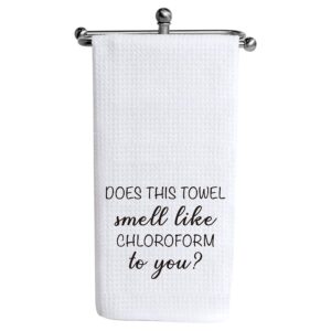 myakako does this towel smell like chloroform to you funny kitchen towels, flour sack towel, funny hand towel for bathroom housewarming