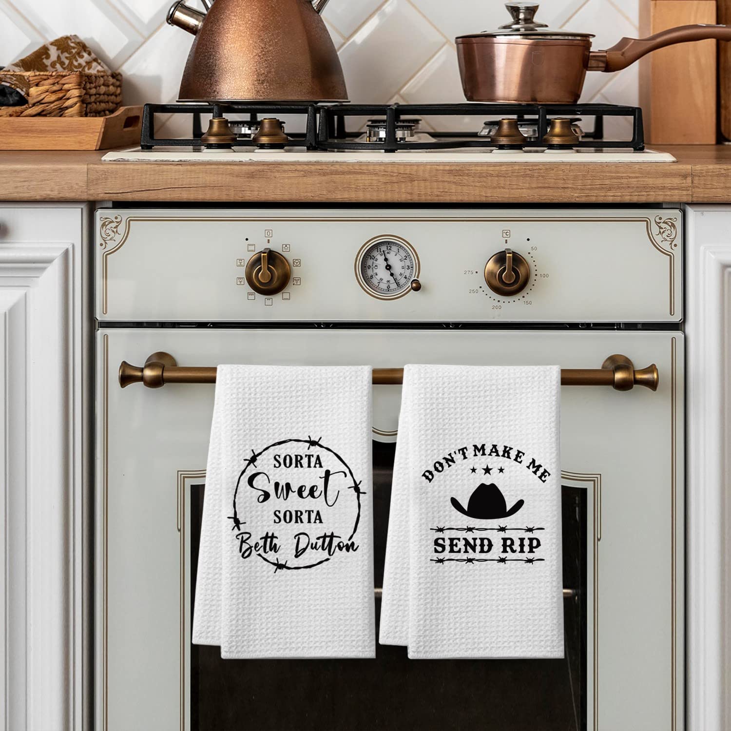 Homythe Yellowstone Merchandise, Sorta Sweet Sorta Beth Dutton TV Show Gifts, 2 Pack Yellowstone Kitchen Towels, Absorbent Waffle Weave Dish Towel, Don't Make Me Send Rip Novelty Hand Towel Gifts