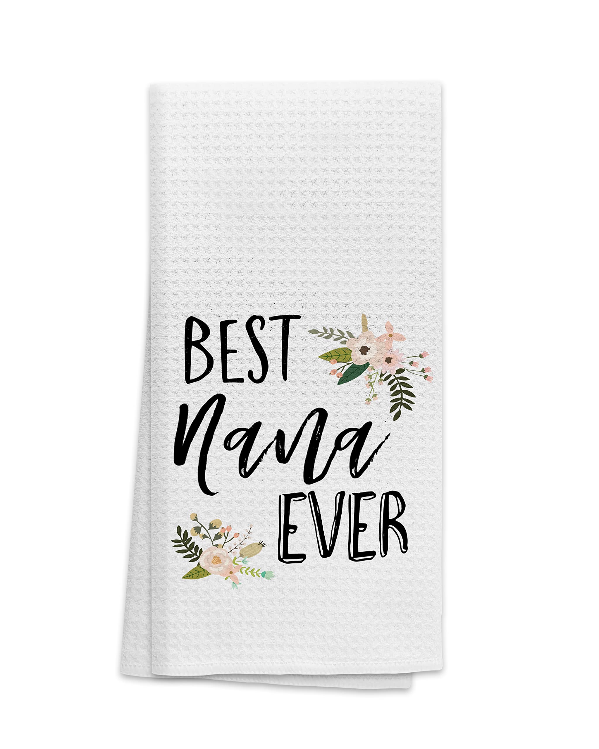 OHSUL Best Nana Ever Floral Absorbent Kitchen Towels Dish Towels Dish Cloth,Grandma Nana Mother's Day Hand Towels Tea Towel for Bathroom Kitchen Decor,Grandma Gifts