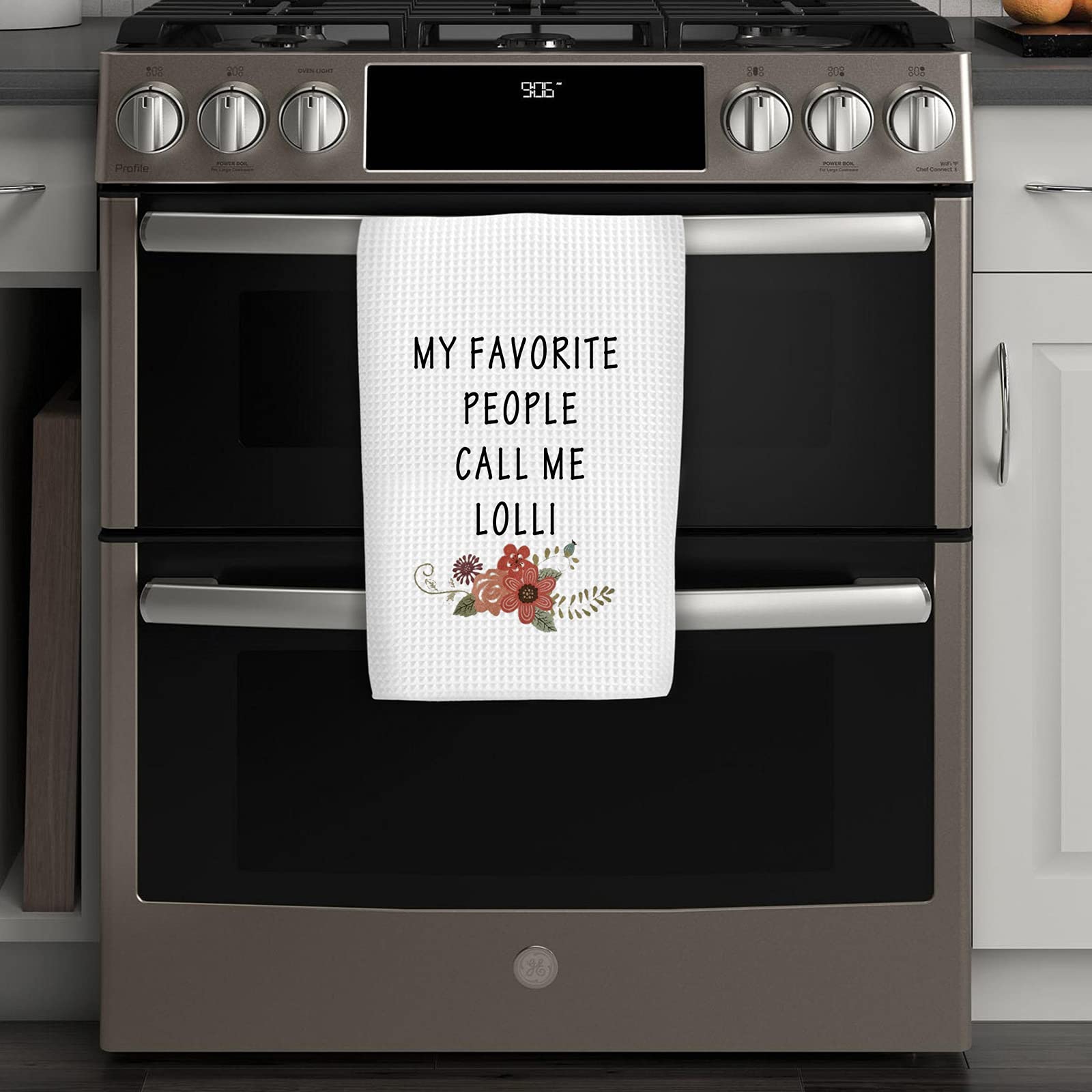 WCGXKO My Favorite People Call Me Lolli Dishtowel Grandma Tea Towels Kitchen Decor Grandmother Gift (Call Me Lolli Towel)