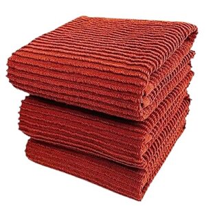 oversized 18" x 28" solid color rust kitchen dish towels: 100% cotton cloth soft cleaning drying absorbent ribbed terry loop, set of 3 multipurpose for everyday use (warm terracotta orange)