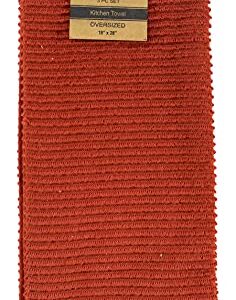 Oversized 18" x 28" Solid Color Rust Kitchen Dish Towels: 100% Cotton Cloth Soft Cleaning Drying Absorbent Ribbed Terry Loop, Set of 3 Multipurpose for Everyday Use (Warm Terracotta Orange)