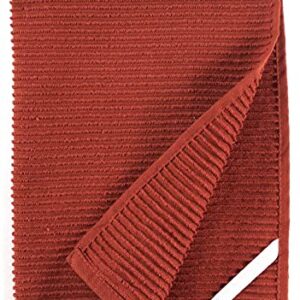 Oversized 18" x 28" Solid Color Rust Kitchen Dish Towels: 100% Cotton Cloth Soft Cleaning Drying Absorbent Ribbed Terry Loop, Set of 3 Multipurpose for Everyday Use (Warm Terracotta Orange)