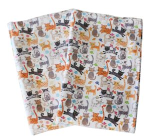 sunshine vibes cat tea towels set of 2 100% cotton cat lover pattern with hanging loop; to tackle all of your drying, wiping and cleaning kitchen tasks for cat lover!