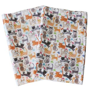 Sunshine Vibes Cat Tea Towels Set of 2 100% Cotton cat Lover Pattern with Hanging Loop; to Tackle All of Your Drying, Wiping and Cleaning Kitchen tasks for cat Lover!