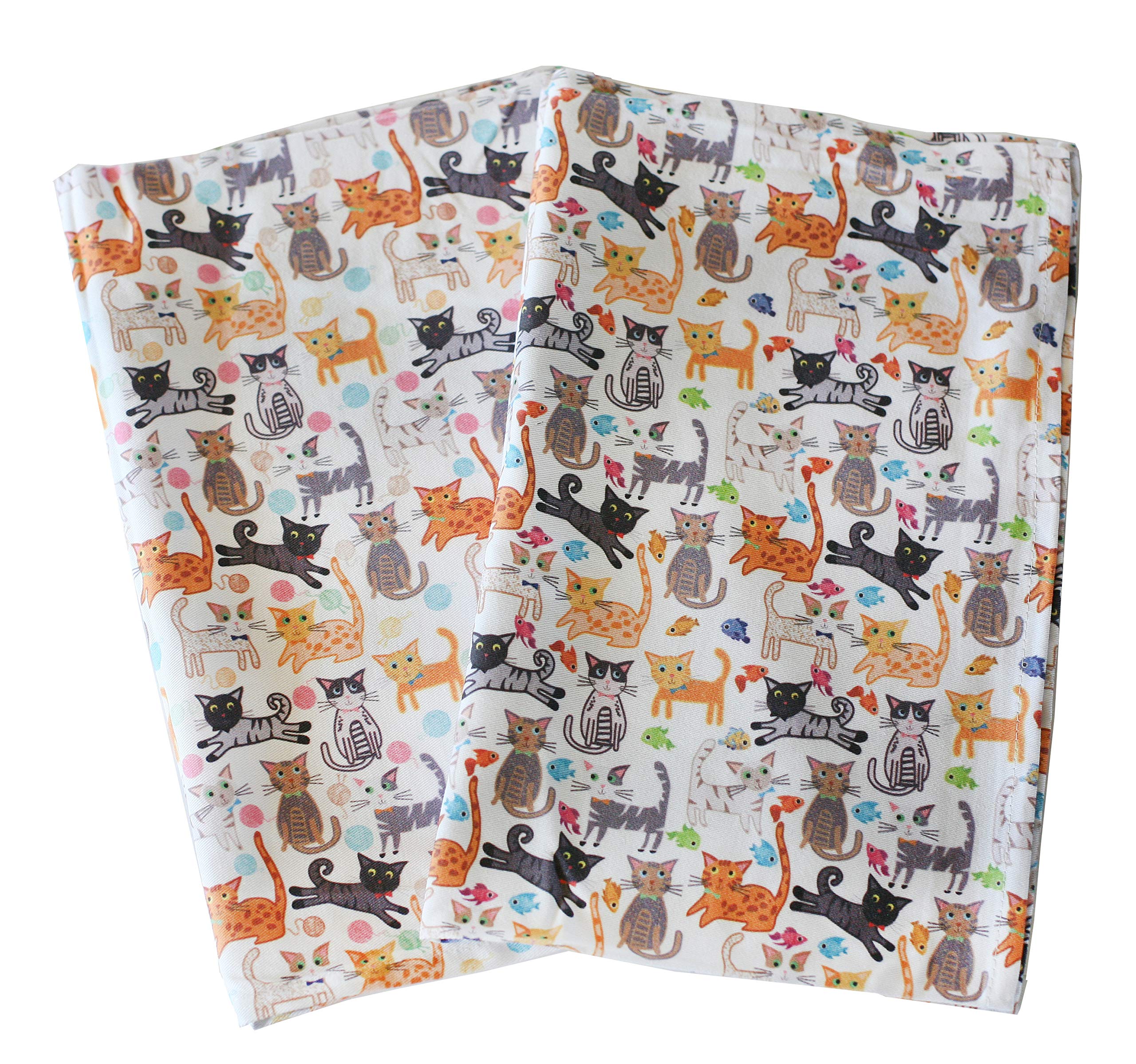 Sunshine Vibes Cat Tea Towels Set of 2 100% Cotton cat Lover Pattern with Hanging Loop; to Tackle All of Your Drying, Wiping and Cleaning Kitchen tasks for cat Lover!