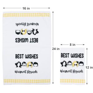 BUBOOM Funny Kitchen Towels, SC Merchandise Gifts Idea, Absorbent Dish Towel Set of 4 for Fans, Fold in The Cheese Cute Tea Towel Housewarming Gift for Women, Hostess New Home Decorations