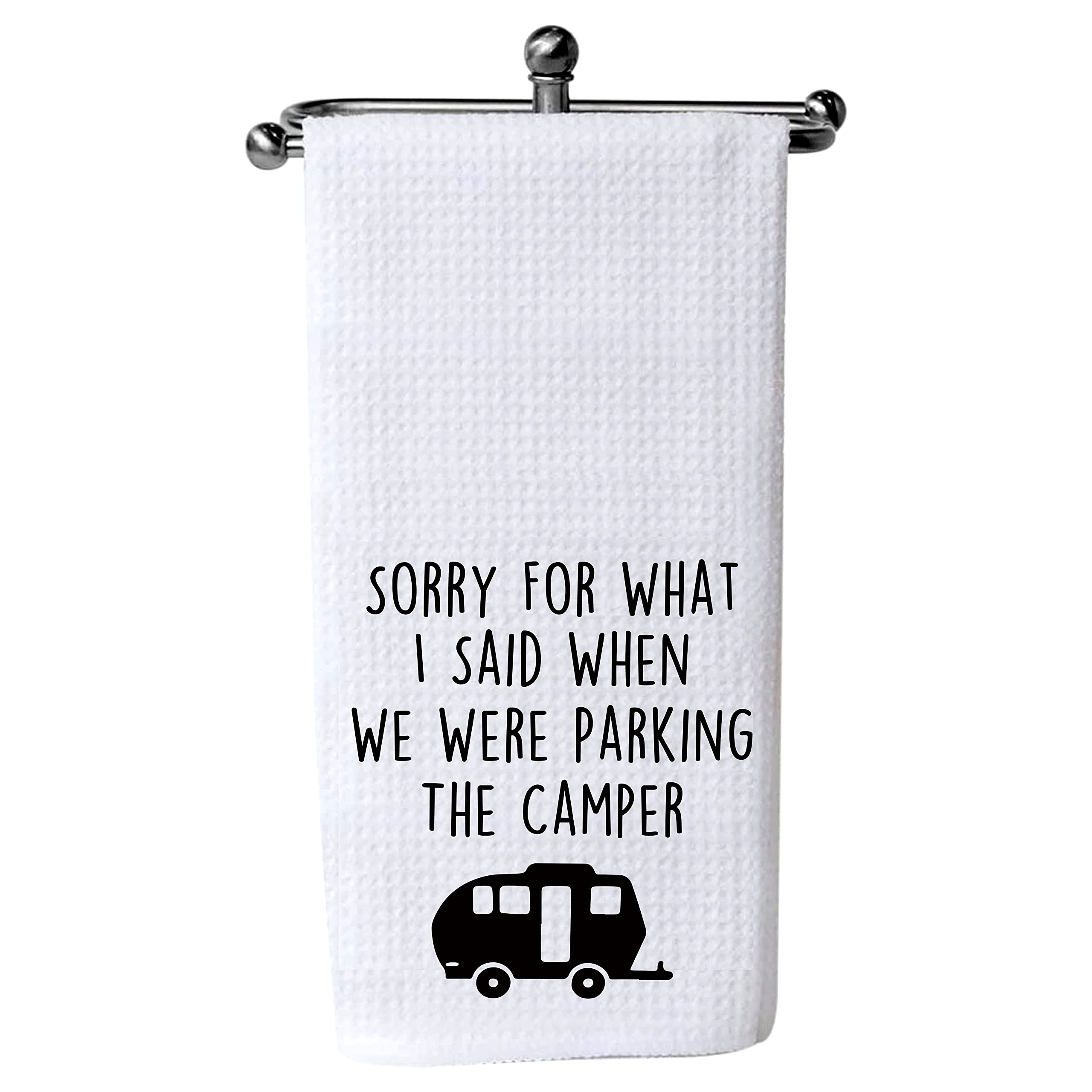 XIKAINUO Sorry for What I Said When We were Parking Waffle Cotton Kitchen Towels, Camping Kitchen Decor for Campers, Hikers, Friend Camping Camping RV Accessories Gifts