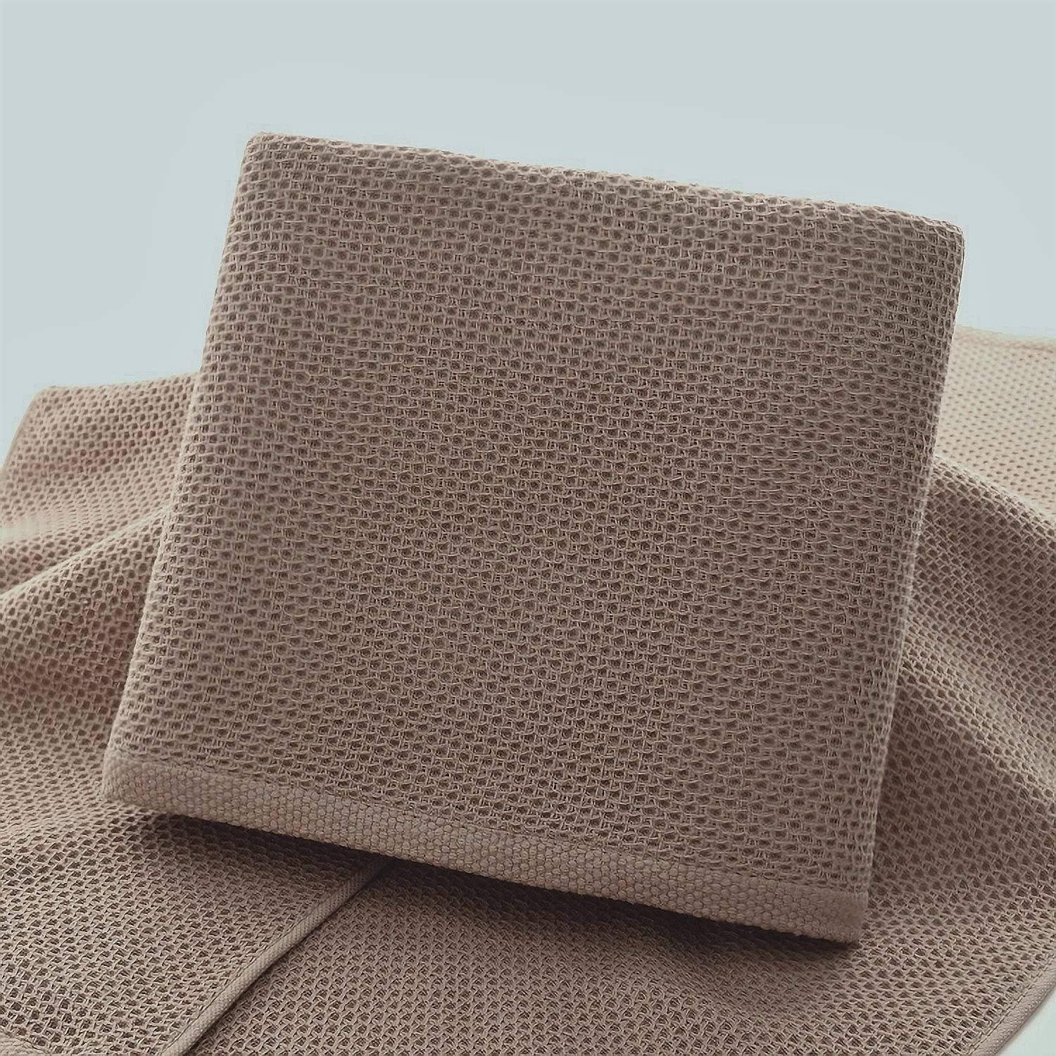 ANEWAY Kitchen Hand Towels 100% Cotton Waffle Weave Dish Towel for Cleaning Drying - Extra Absorbent and Soft - 13 x 28 inch (Beige+Dark Grey+Brown-6 Pack)