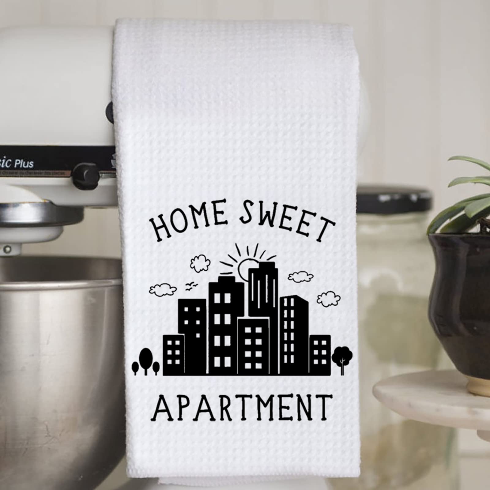 WCGXKO Funny Dish Towel Home Sweet Apartment Kitchen Towel Sweet Housewarming Gift New Apartment Gifts Decor (Sweet Apartment)