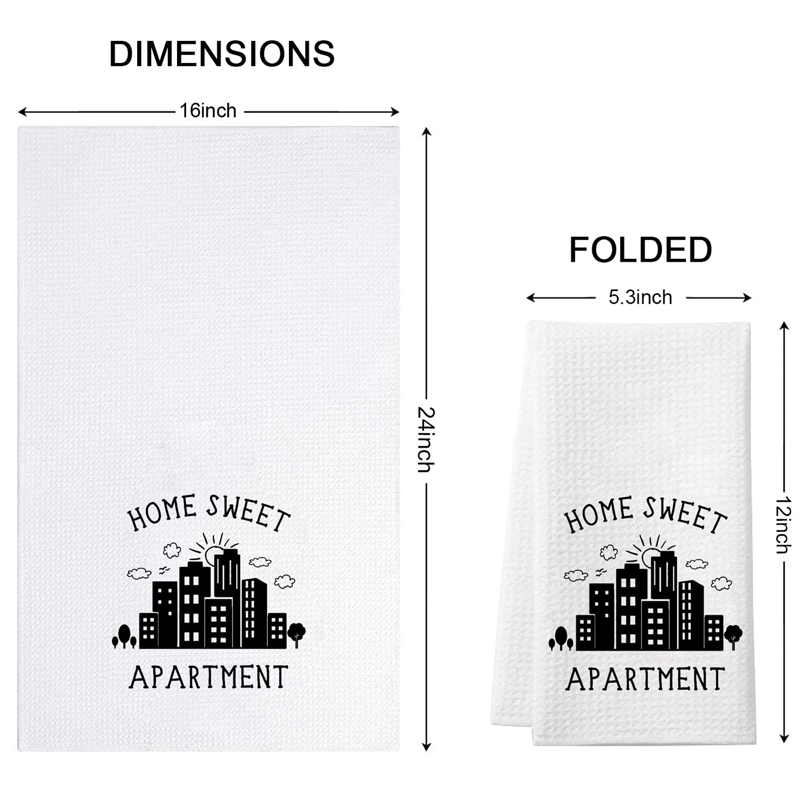 WCGXKO Funny Dish Towel Home Sweet Apartment Kitchen Towel Sweet Housewarming Gift New Apartment Gifts Decor (Sweet Apartment)