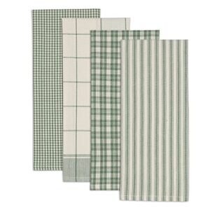 DII Everyday Kitchen, Urban Stripe & Basic Dishtowels, 18x28, Sage, 4 Piece