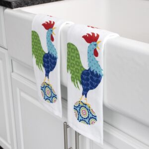 T-fal Textiles Double Sided Print Woven Cotton Kitchen Dish Towel Set, 2-pack, 16" x 26", Rooster Print