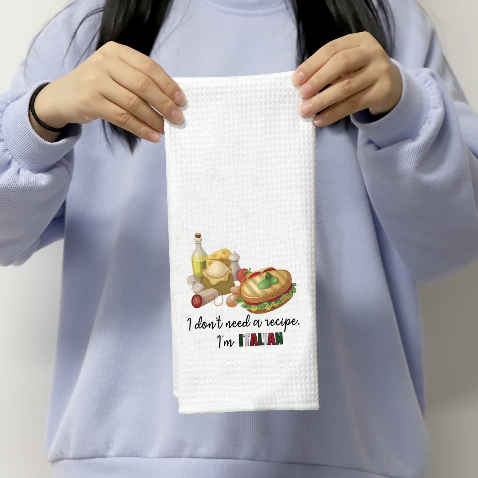 POFULL Italian Cooks Gift I Don't Need Recipes I'm Italian Dish Towel Italian Kitchen Decor (I Don't Need a Recipe Towel)