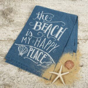 Primitives by Kathy Blue Chalk Art Dish Towel, 28", The Beach is My Happy Place