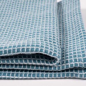 KAF Home Set of 4 Centerband and Waffle Flat Kitchen Towels | 18 x 28 Inch Absorbent, Durable, Soft, and Beautiful Kitchen Towels | Perfect for Messes and Drying Dishes - Teal