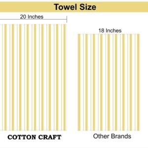 COTTON CRAFT Oversized Kitchen Towels -4 Pack 100% Cotton Basketweave Tea Dish Towels - Absorbent Reusable Low Lint Quick Dry - Cooking Drying Restaurant Bar Cleaning Cloth Napkin -20x30 Yellow Stripe