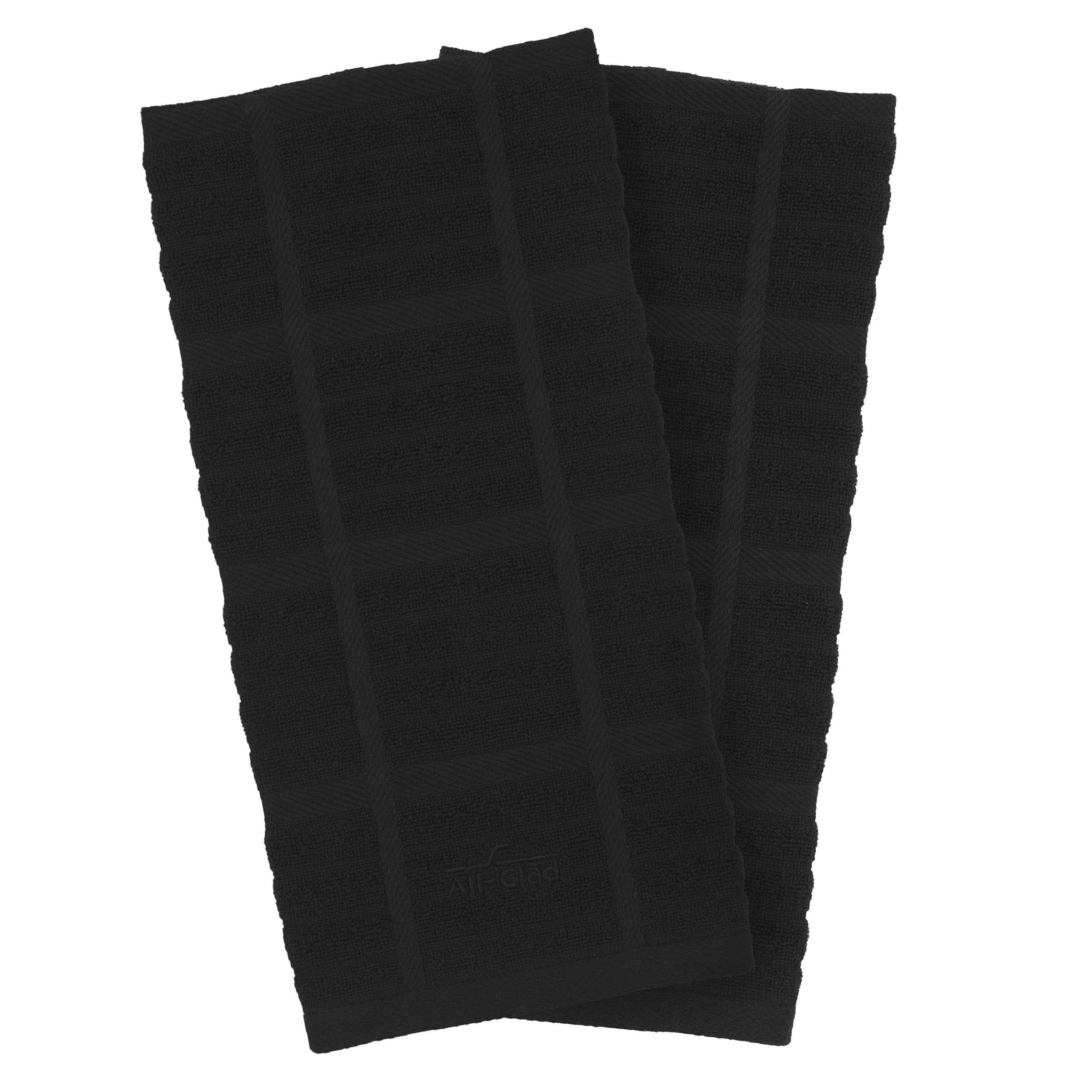 All-Clad Solid Kitchen Towels: Highly Absorbent, Super Soft Long Lasting - 100% Cotton, 17"x30" Tea Towels for Cleaning & Drying Dishes, Pans, Glassware, or Countertops, (2-Pack), Black