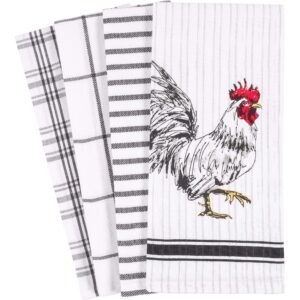 kaf home pantry rooster kitchen dish towel 18 x 28-inch set of 4