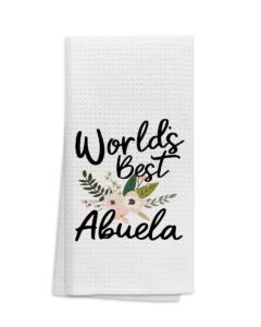 ohsul world's best abuela spanish floral highly absorbent kitchen towels dish towels dishcloth,grandma hand towels tea towel for bathroom kitchen decor,grandma abuela birthday gifts