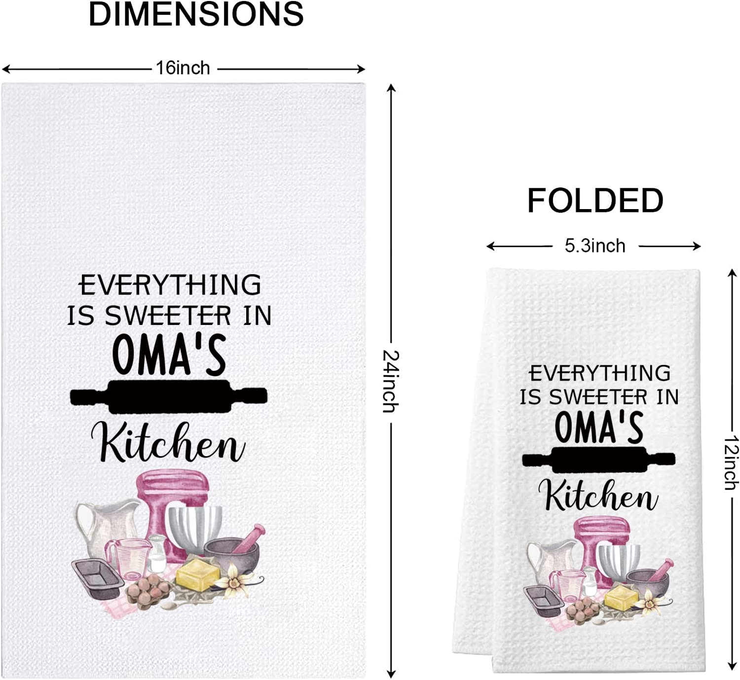 TSOTMO Oma Gift Oma Everything is Sweeter in Oma’s Kitchen Grandma Kitchen Towel Dish Towel (Sweeter OMA)