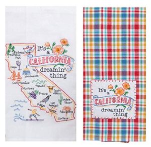 2 piece kay dee home state of california embroidered kitchen towel bundle