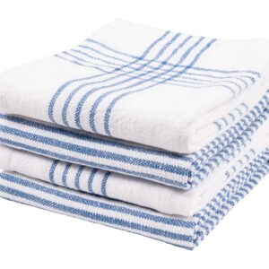 KAF Home Set of 4 Monaco Relaxed Casual Slubbed Kitchen Towel | 100% Cotton Dish Towel, 18 x 28 Inches | Soft and Absorbent Farmhouse Kitchen Towel | Set of 4 (Blue)