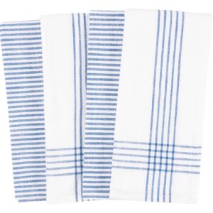 KAF Home Set of 4 Monaco Relaxed Casual Slubbed Kitchen Towel | 100% Cotton Dish Towel, 18 x 28 Inches | Soft and Absorbent Farmhouse Kitchen Towel | Set of 4 (Blue)