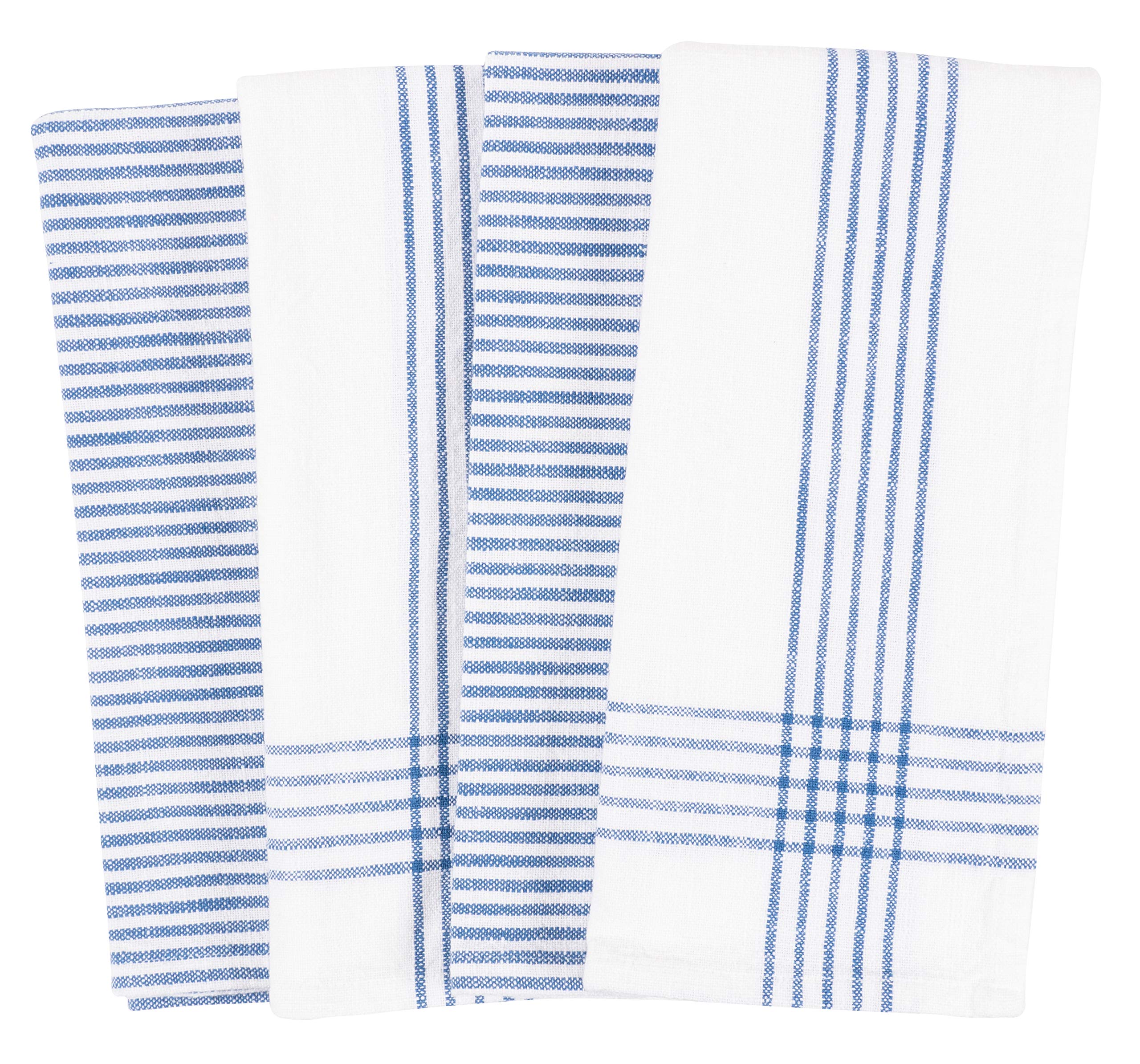 KAF Home Set of 4 Monaco Relaxed Casual Slubbed Kitchen Towel | 100% Cotton Dish Towel, 18 x 28 Inches | Soft and Absorbent Farmhouse Kitchen Towel | Set of 4 (Blue)