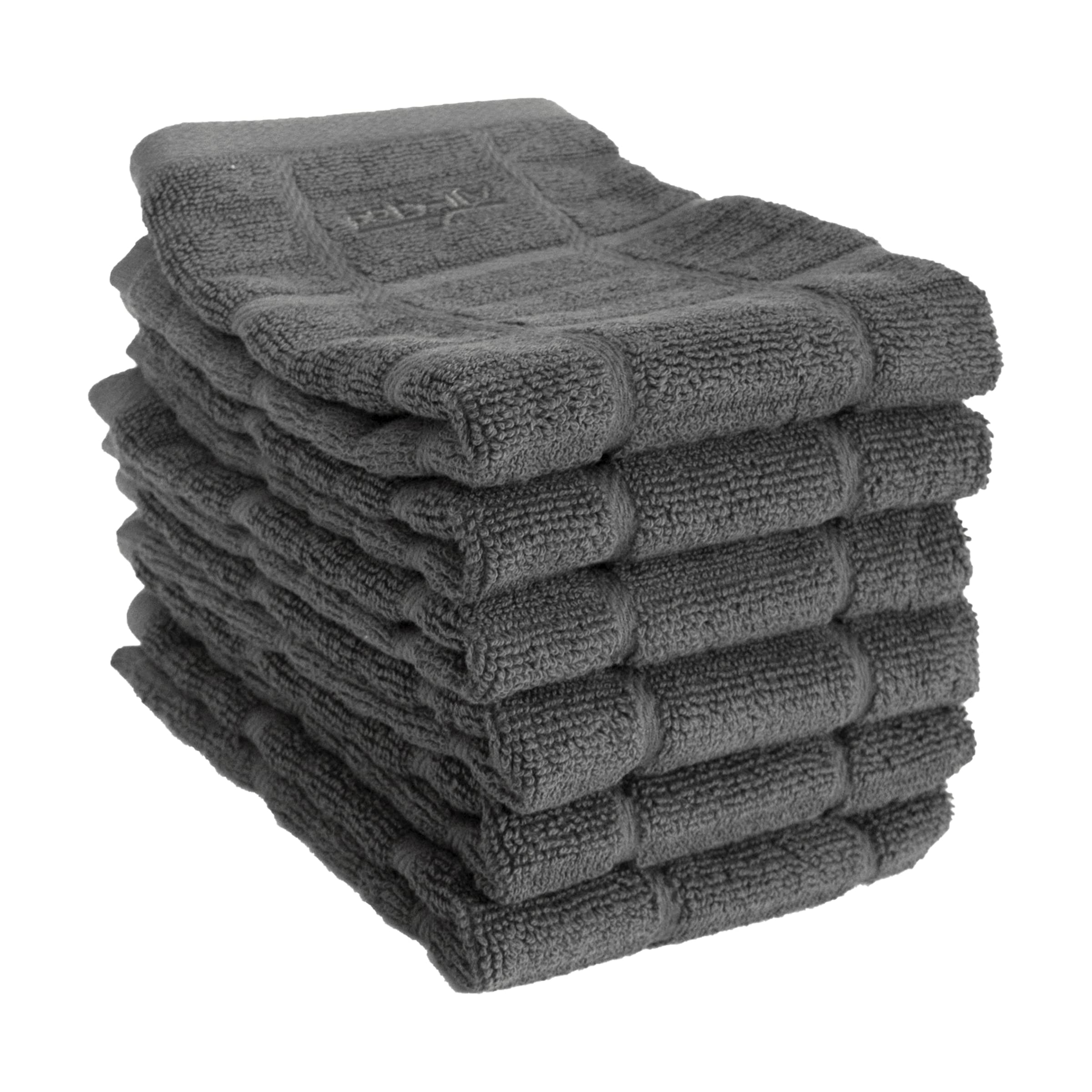 All Clad Premium Dish Cloths (6-Pack), 13" x 14", Highly Absorbent, Super Soft, Long-Lasting Terry-Loop Weave 100% Turkish Combed Cotton Bar Towels for Washing Dishes, Pewter