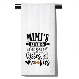 pofull mimi gift mimi appreciation gift for mimi kitchen never runs out of kisses and cookies dish towel (mimi towel)