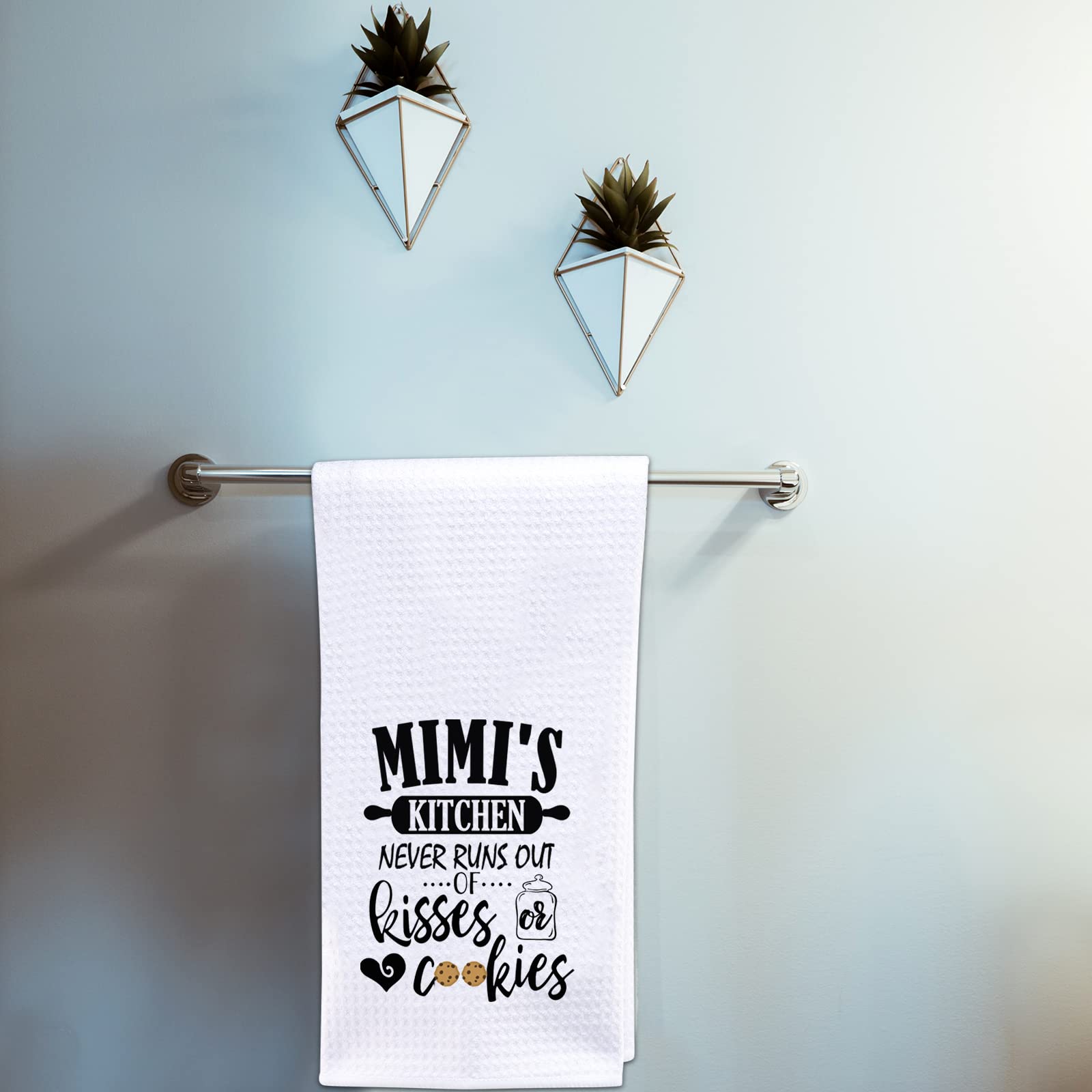 POFULL Mimi Gift Mimi Appreciation Gift for Mimi Kitchen Never Runs Out of Kisses and Cookies Dish Towel (Mimi Towel)